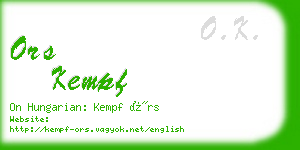 ors kempf business card